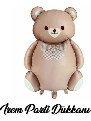 İrem Parti Dükkanı Retro Karamel Papyonlu Ayıcık Folyo Balon 90 cm