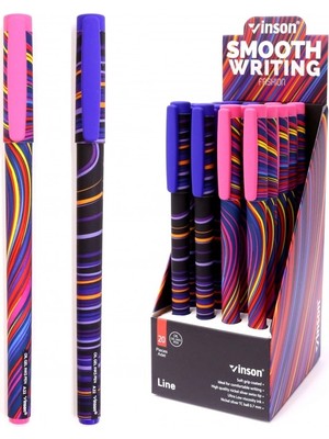 Vinson Maxx Jel Tükenmez Kalem Yazım Rengi Mavi 0.7 Mm Vinson Desenli A22 (20 Li Paket)