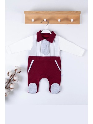 SHC4200 Krat Aksesuarlı Ayaklı % 100 Pamuklu Erkek Bebek Tulumu