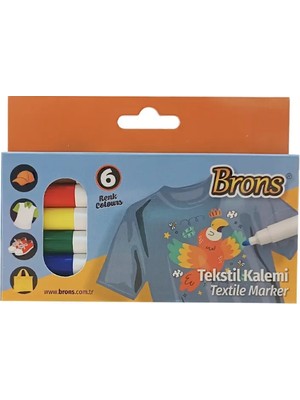 Brons Tekstil Kalemi Marker 6 Renk Set Br-1000