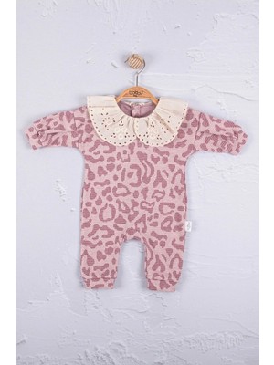 SHC4200 Leopar Dama Desenli % 100 Pamuk Kız Bebek Tulum
