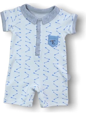 SHC4200 6-9 9-12 12-18 Ay Galaksi Baskılı Çıtçıtlı Kısa Kollu Erkek Bebek Tulumu Gri