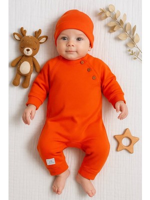 SHC4200 Kollu Düğme Detaylı Unısex Bebek Tulumu