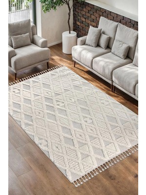 Bukle Dokuma Yumuşak Halı Salon Oturma Odası Mutfak Yatak Odası Antre Yolluk Kilim Krem