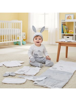 0-3 Ay Erkek Bebeklere Gaye Organik Kedi Nakışlı 10 Lu Set