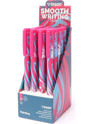 Vinson Maxx Jel Tükenmez Kalem Yazım Rengi Mavi 0.7 Mm Vinson Desenli A12 (20 Li Paket)