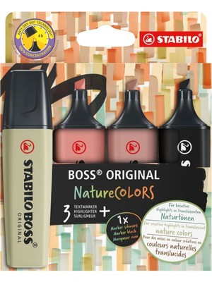 Stabilo Fosforlu Kalem (İşaret Kalemi) Boss Naturecolors 4Er S-Y-K-G 70/4-2-3 (4 Lü Set)