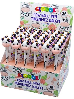 Globox İnek Figürlü Tükenmez Kalem 0.7Mm Yazım Rengi Mavi 3500 (36 Lı Paket)