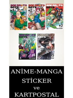 Kurukafa Yayınları Sakamoto Days 1-2-3-4-5 Manga Seti (5 Kitap) / Anime-Manga Sticker ve Kartpostal Hediyeli