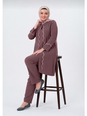 Glr & Gym Elifnaz Kadın Büyük Beden Petek Kumaş  Pantolonlu Ikili Anne Abiye Takım