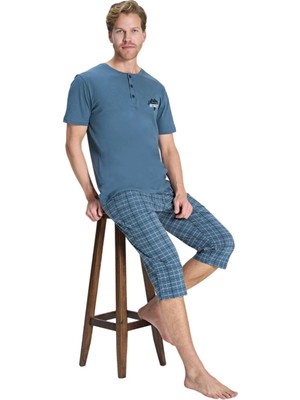 Over Sleep by Poleren Over Sleep 2380 Erkek Süprem Büyük Beden Kapri Yazlık Takım (L-Xl-2xl-3xl)