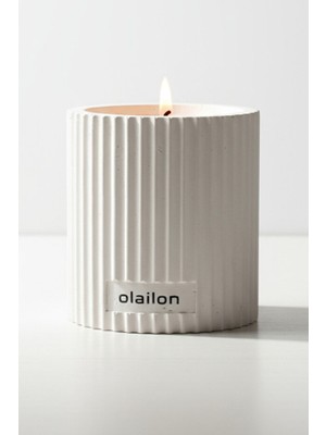 olailon Vanilya & Gül Aromalı Dekoratif Beton Mum – Modern ve Şık Tasarım