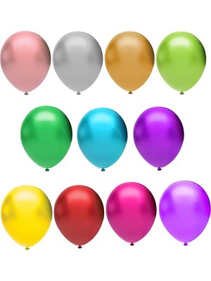 Balonevi Balon 12 Inc Karışık Baskısız Metalik Renk (100 Lü Paket)