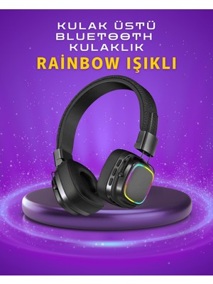 Hayat Store Renkli Işık Efektli Bluetooth 5.3 Müzik Kulaklığı - Lisinya