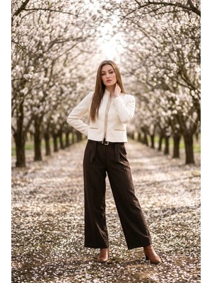 Hies Kadın Double Palazzo Pantolon Kırışmaz Kumaş Köprü Detaylı