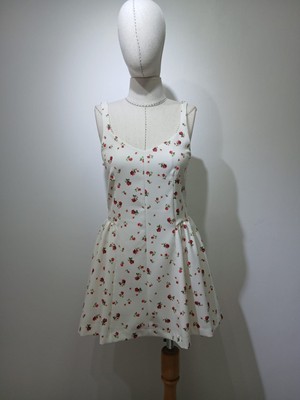 Gizelia Mini Gül Desenli Vintage Stil Elbise