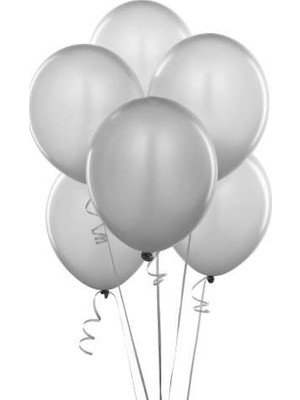 Bafix Balon Metalik Gümüş Renkli 100 Lü (1 Paket 100 Adet)