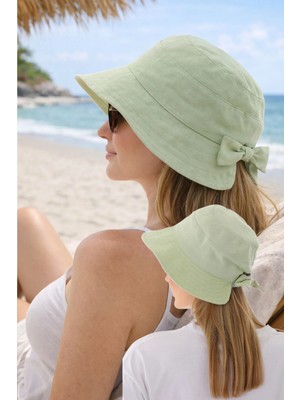 Ritagarcia Kadın Fiyonk Detaylı Kova Şapka - Arkası Ayarlanabilir Cırt Cırtlı Bucket Hat