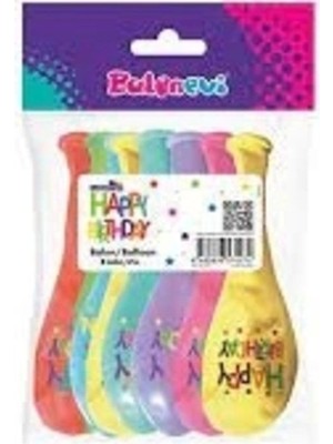 Bafix Balon 12" 4+0 Superstar Birthday Baskılı (8 Li Paket)