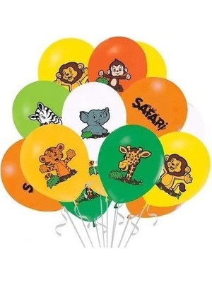 Bafix Balon 4+1 Safari Baskılı 12 Inç (8 Li Paket) BMB1112TSF8051