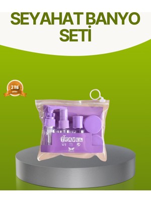 E-Woman Seyahat Banyo Seti 5 Parça Şeffaf Taşıma Çantalı 30 ml - Lisinya