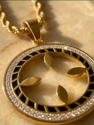 Meneva Aksesuar Çeyrek Altın Geçirmeli Altın Gold Renk Paslanmaz Çelik Burgu Kolye