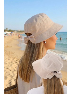 Ritagarcia Kadın Fiyonk Detaylı Kova Şapka - Arkası Ayarlanabilir Cırt Cırtlı Bucket Hat