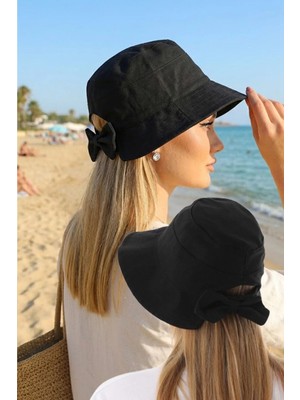 Ritagarcia Kadın Fiyonk Detaylı Kova Şapka - Arkası Ayarlanabilir Cırt Cırtlı Bucket Hat