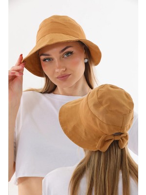 Ritagarcia Kadın Fiyonk Detaylı Kova Şapka - Arkası Ayarlanabilir Cırt Cırtlı Bucket Hat