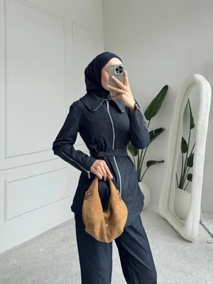 Cardella Avira Fermuar Detaylı Yazlık Kot Takım - Tesettür Uyumlu, Rahat Kalıp, Günlük & Şık Kullanım