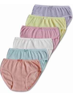 Panfilia %100 Pamuk Kız Çocuk Jakarlı Külot 6'lı Set / Slip / İç Çamaşır