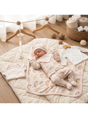 Minik Baby Wear Unisex Kız Bebek Erkek Bebek Kutulu Yenidoğan Gökkuşağı Desenli Organik Hastane Çıkışı 10'lu Set