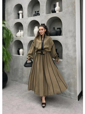 Cardella Vanessa Premium Tnsl Kumaş Etekli Takım - Tesettür Uyumlu Zarif  Biye Detaylı Takım