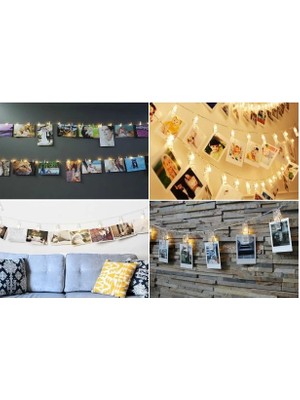 Hayat Store 10 Lu LED Işıklı Fotoğraf Mandalları Rgp ( Lisinya )