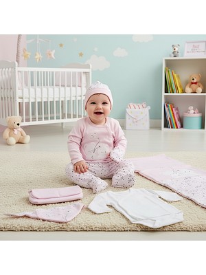 Milays Unisex 0-3 Ay Bebeklere Gaye Organik Balonlu Ayıcık Nakışlı 10 Lu Set