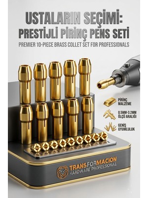 Transformacion Henrik Brandt Serisi | 10'lu Pirinç Hassas Pens Ucu Seti (0.5-3.2mm) 723035