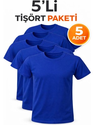 Hanclo 5’li Erkek Basic Tişört Seti – Pamuklu Regular Fit Günlük Rahat T-Shirt