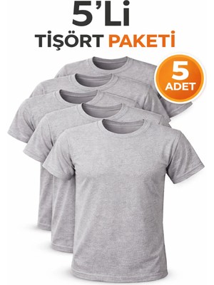 Hanclo 5’li Erkek Basic Tişört Seti – Pamuklu Regular Fit Günlük Rahat T-Shirt