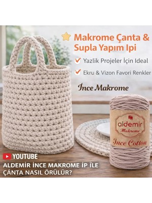 Aldemir ince Pamuk Makrome Çanta Şapka Yazlık Elbise Yapmak Için  Pamuk Makrome Ipliği 250GR 300M Renk No:93