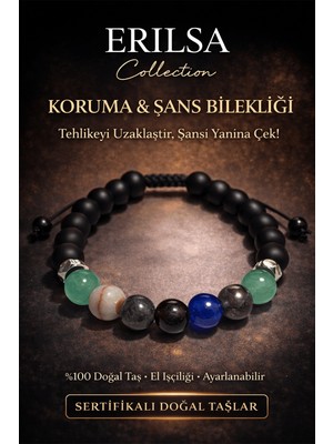 Tesbih Atölyesi Erilsa Sertifikalı Koruma Nazar Şans Bilekliği - Aventurin Jasper İyolit Dumanlı Kuvars Akik Taşı