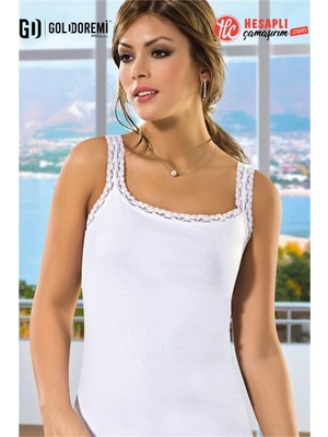 Gd Goldoremi Premium Kadın Dantel Askılı Rahat Pamuklu Tekli Atlet