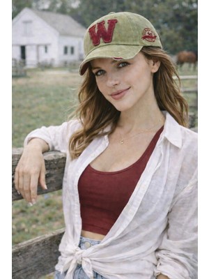 Ritagarcia W Nakışlı Eskitme Model Kadın Beyzbol Şapkası - Vintage Cap