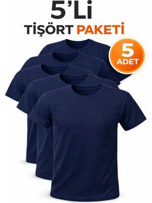Hanclo 5’li Erkek Basic Tişört Seti – Pamuklu Regular Fit Günlük Rahat T-Shirt
