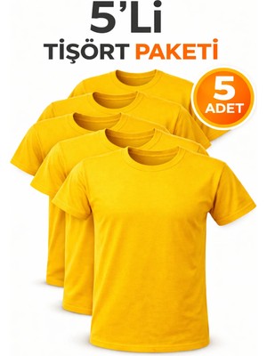 Hanclo 5’li Erkek Basic Tişört Seti – Pamuklu Regular Fit Günlük Rahat T-Shirt