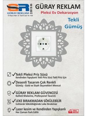 Güray Reklam Dantel Desenli Tekli Pleksi Priz Süsü - Dekoratif Çerçeve