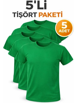 Hanclo 5’li Erkek Basic Tişört Seti – Pamuklu Regular Fit Günlük Rahat T-Shirt