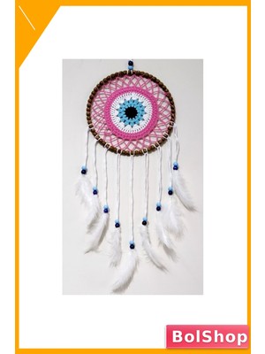 BolShop El Yapımı Pembe Nazar Boncuklu Duvar Dekoru Düş Kapanı