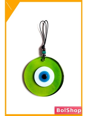 BolShop El Yapımı Cam Duvar Dekorasyonu Nazar Boncuklu Yeşil Renk