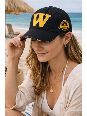 Ritagarcia W Nakışlı Eskitme Model Kadın Beyzbol Şapkası - Vintage Cap