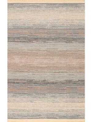Eko Halı Kutnu Kılım Ktn 03 Beıge Blue Modern Ombre Renk Geçişli Yıkanabilir Çift Taraflı Kilim